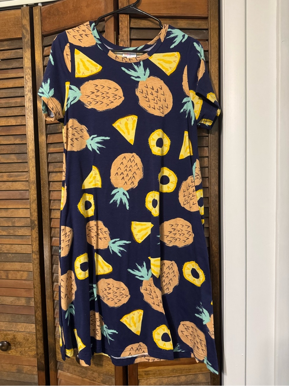 LuLaRoe Navy Dress with Yellow Lemon Print